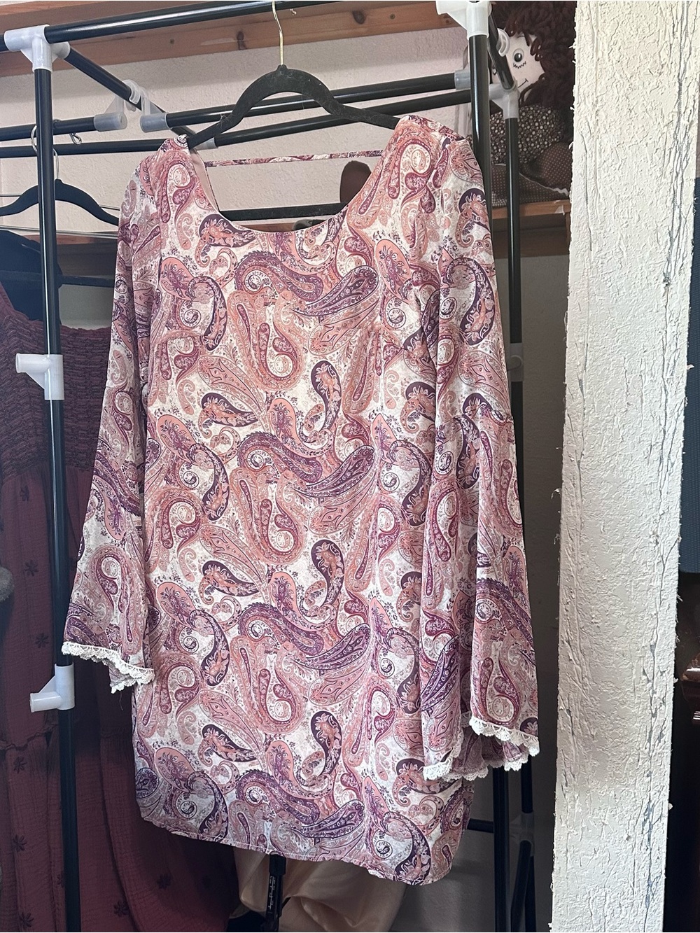 Xhilaration Pink Paisley Scoop Neck Mini Dress